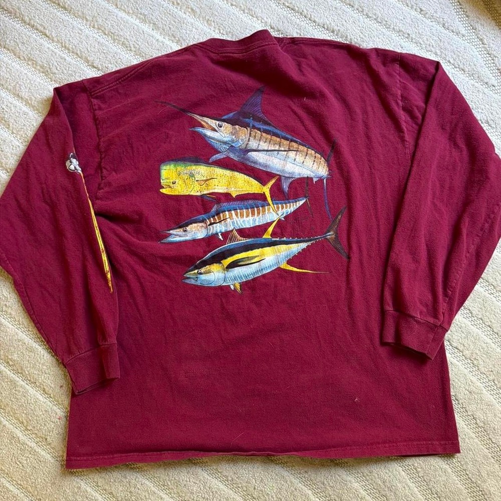 VTG y2k Guy Harvey Foursome Saltwater Game Fish Graphic shirt size XL Maroon F